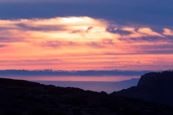 Sunset looking west from El Portillo, Parque Nationale de Teide, Tenerife, Canary Islands, April